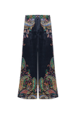 WIDE LEG SATIN CREPE TROUSERS WITH PAISLEY MOTIF