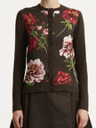SILK INSET POPPY PRINT CARDIGAN SWEATER