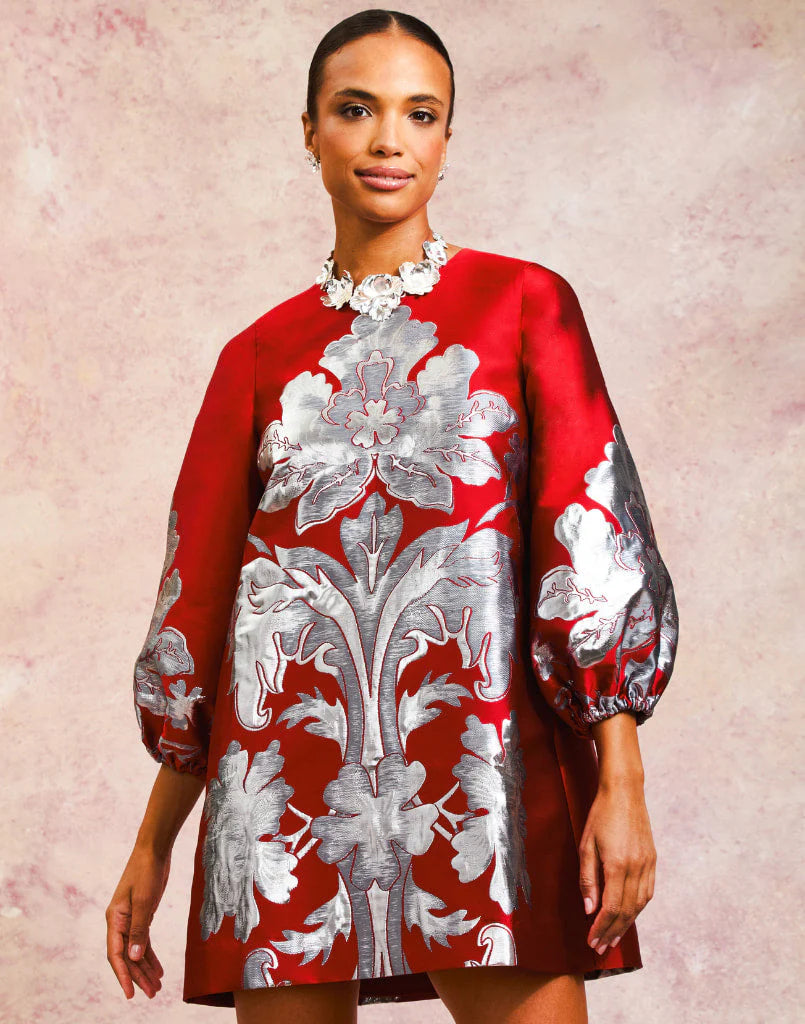 ROSANNA MINI DRESS IN BURGUNDY ARBOR