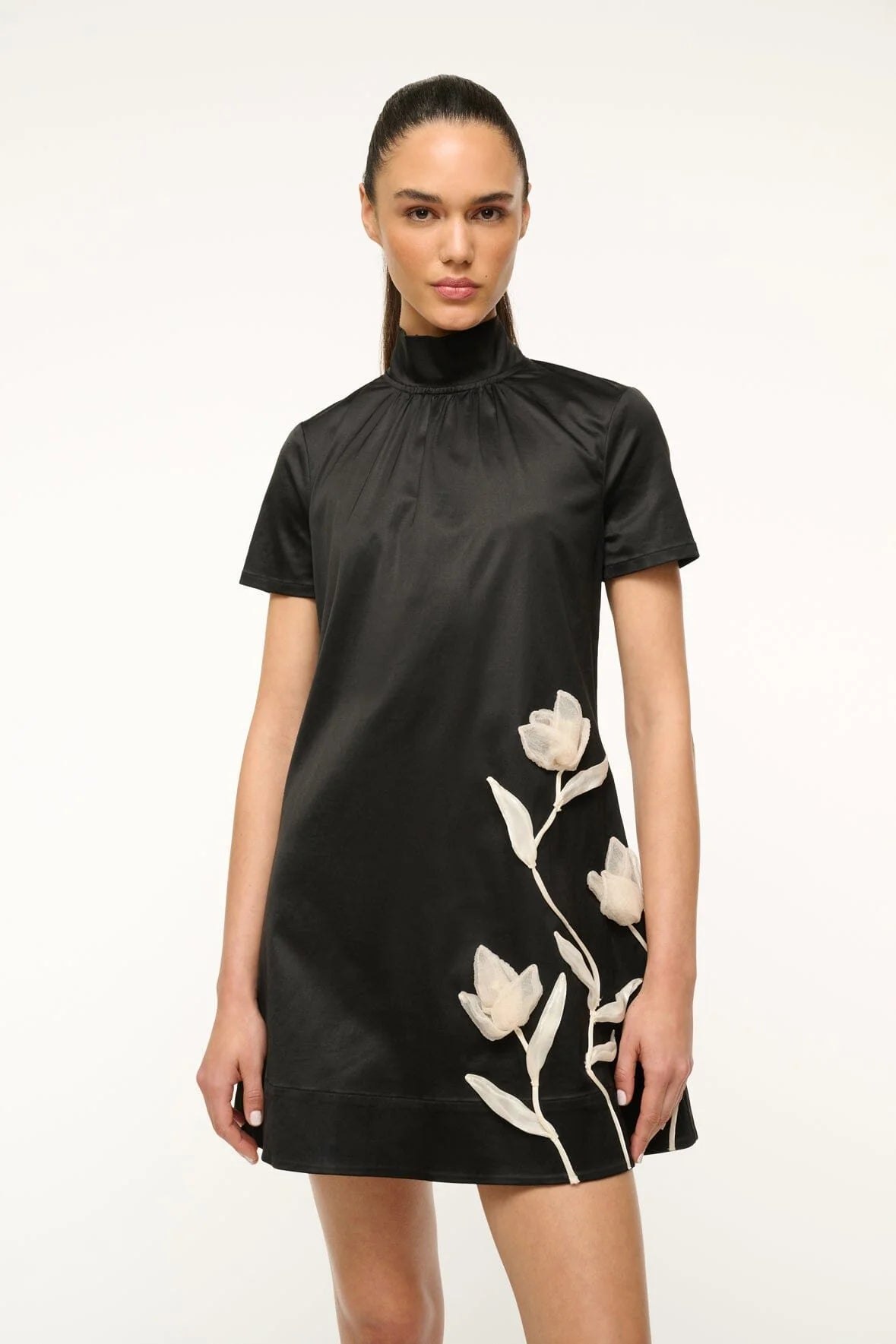 MINI ILANA DRESS BLACK SATIN