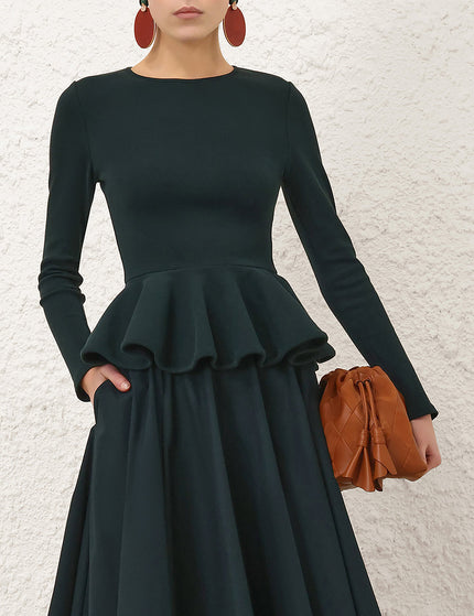JERSEY PEPLUM IN BOTTLE GREEN