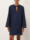 RHIANNON FRINGE DENIM MINI