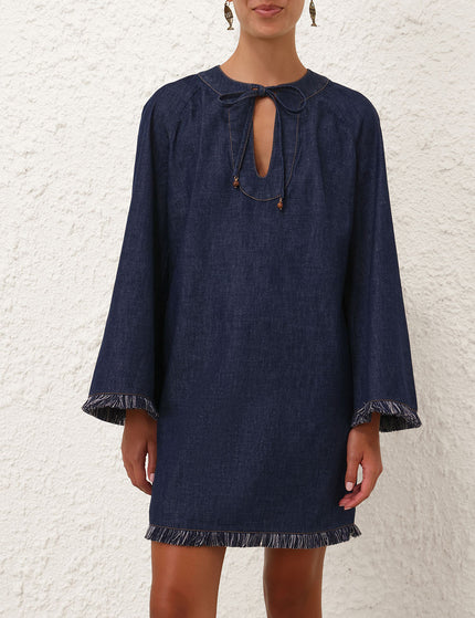 RHIANNON FRINGE DENIM MINI