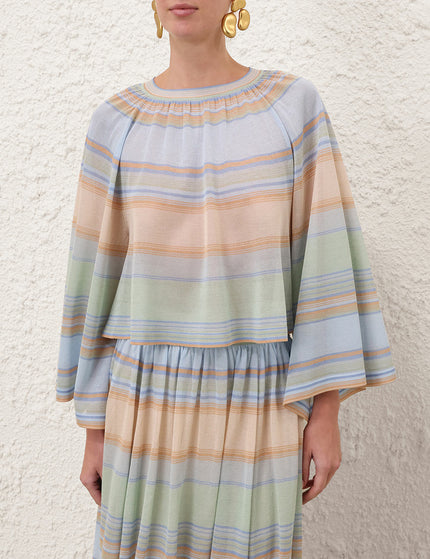 INDRA STRIPE BELL SLEEVE TOP
