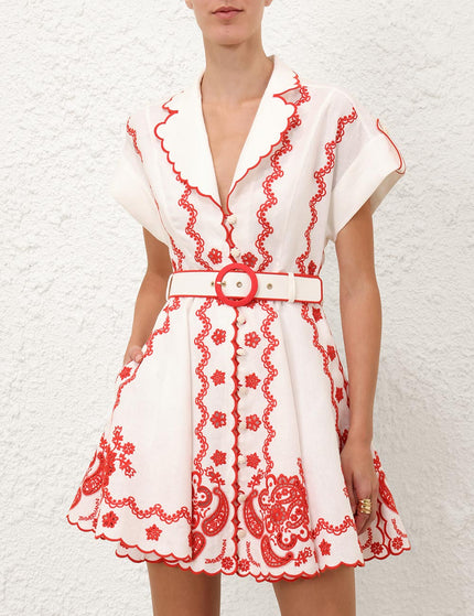LUCKY EMBROIDERED MINI DRESS