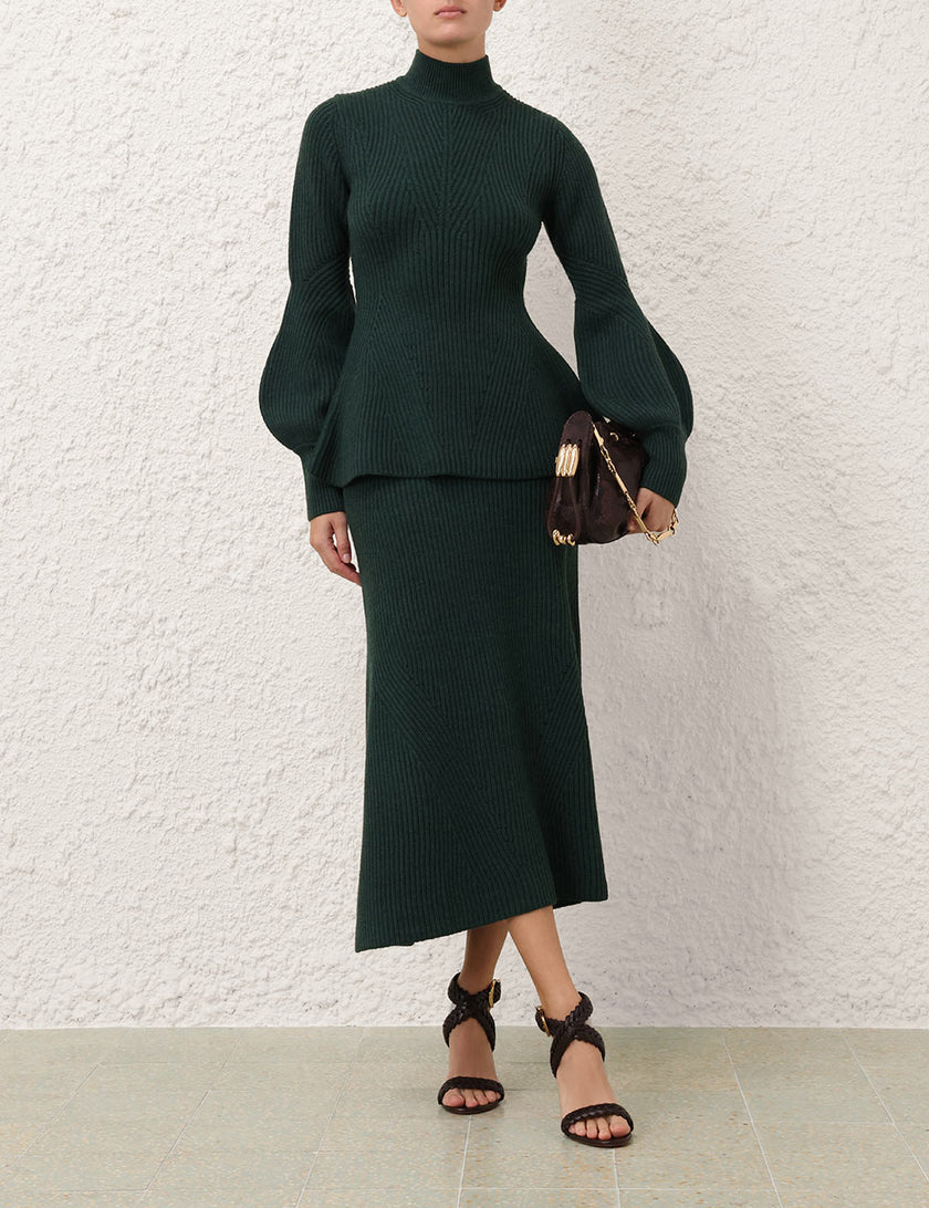 HYPNOTIC RIB MIDI SKIRT