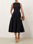 DENIM PANELLED MIDI DRESS