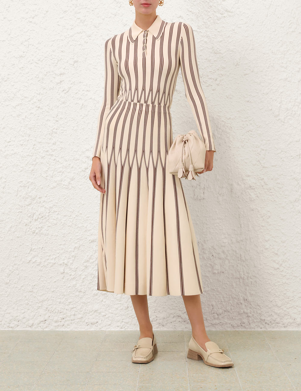 VALIANT STRIPED MIDI SKIRT