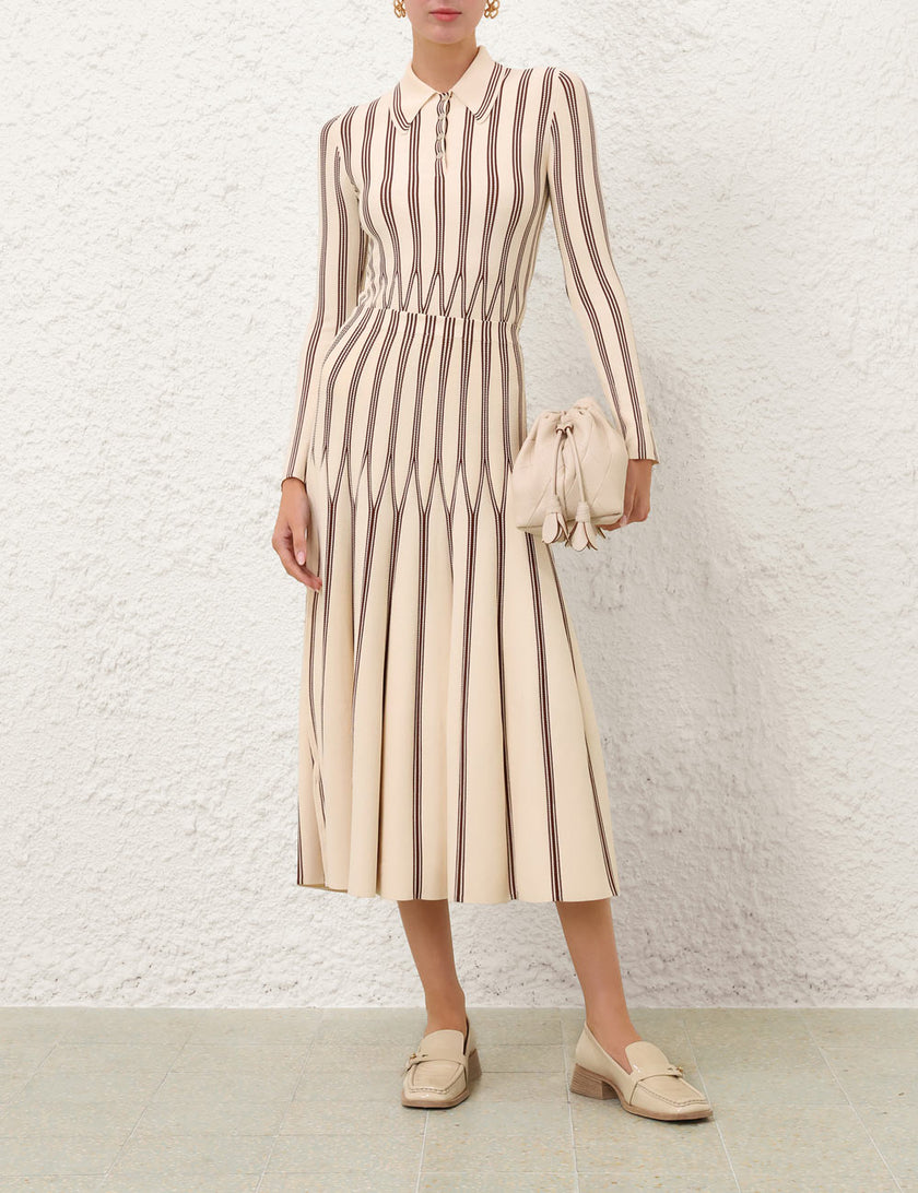 VALIANT STRIPED MIDI SKIRT