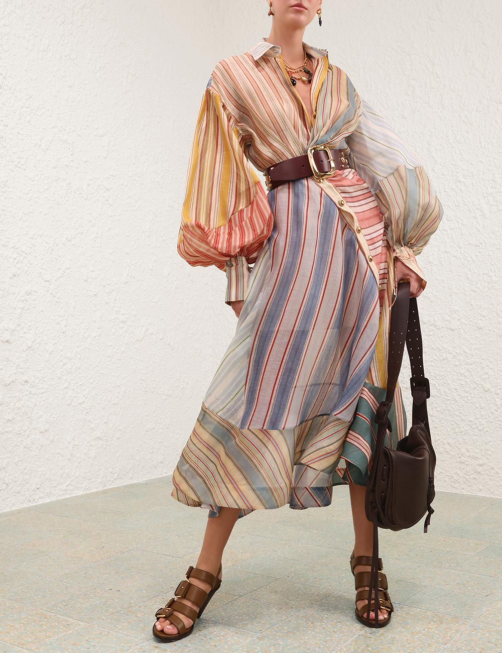 REBELLION STRIPED MIDI DRESS