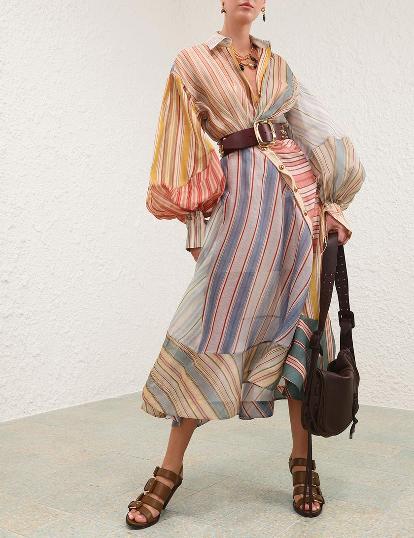 REBELLION STRIPED MIDI DRESS