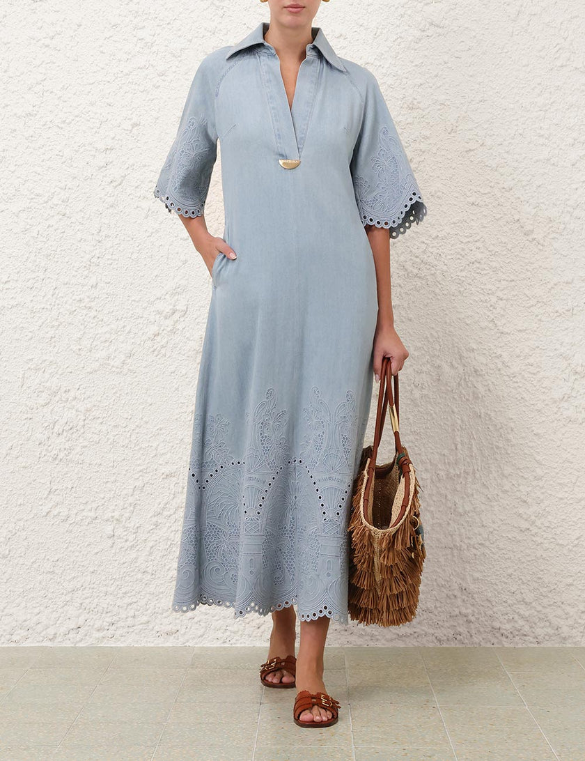 DAYLIGHT DENIM MIDI DRESS