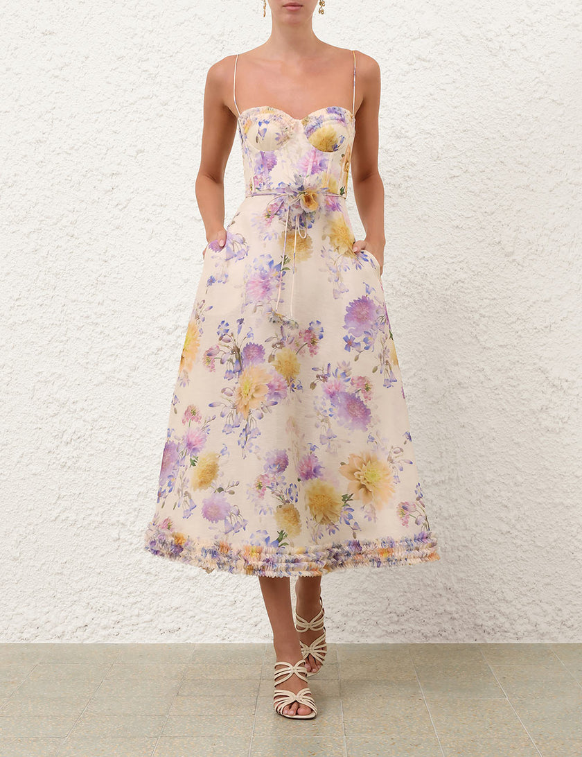 LUNA RUFFLE MIDI DRESS