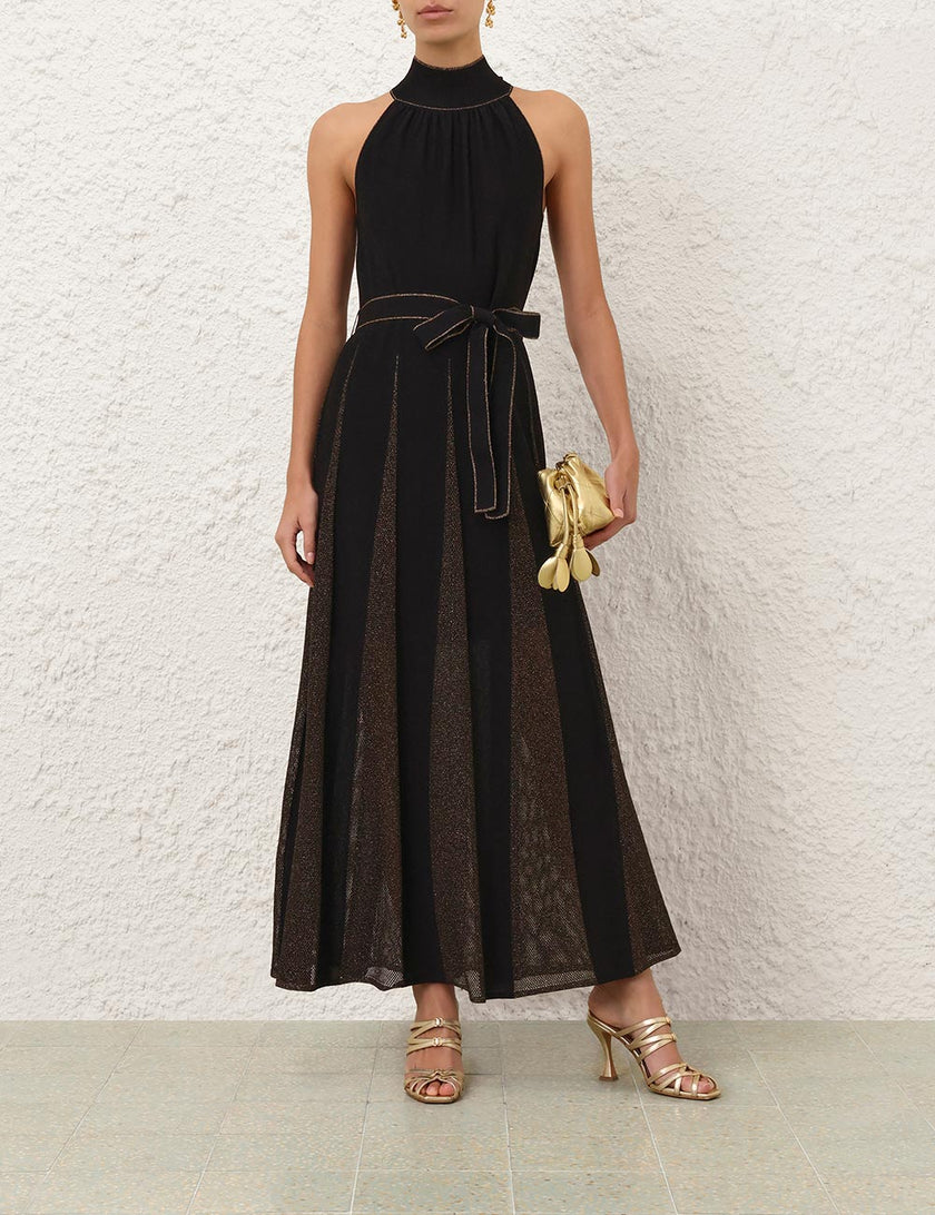 VALIANT METALLIC HALTER DRESS