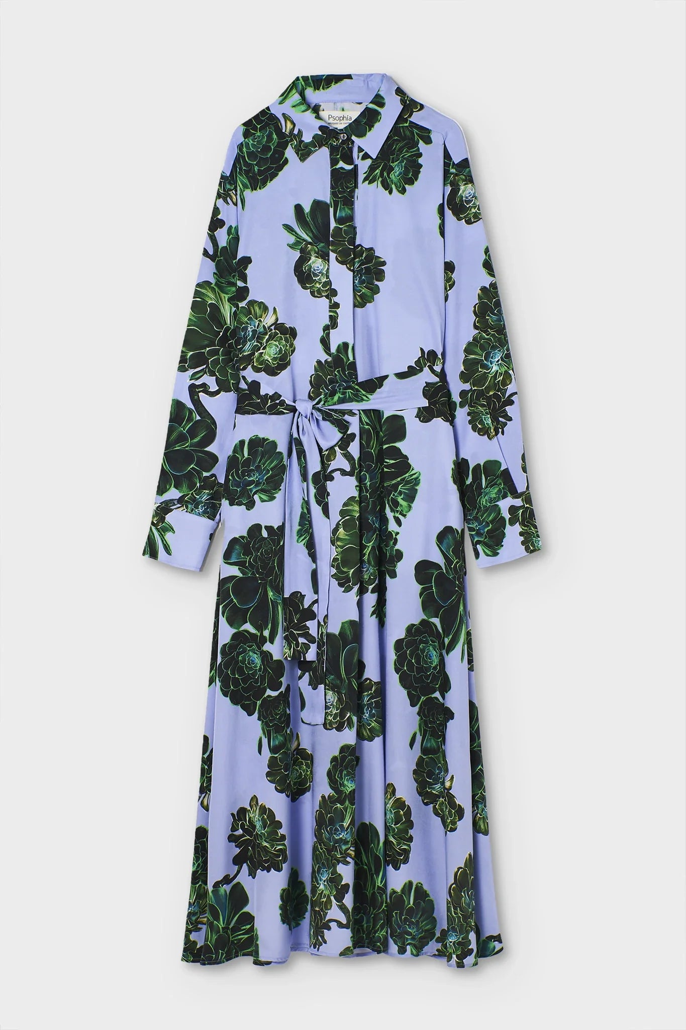 AEONIUM FLORAL PRINT SILK SHIRT DRESS