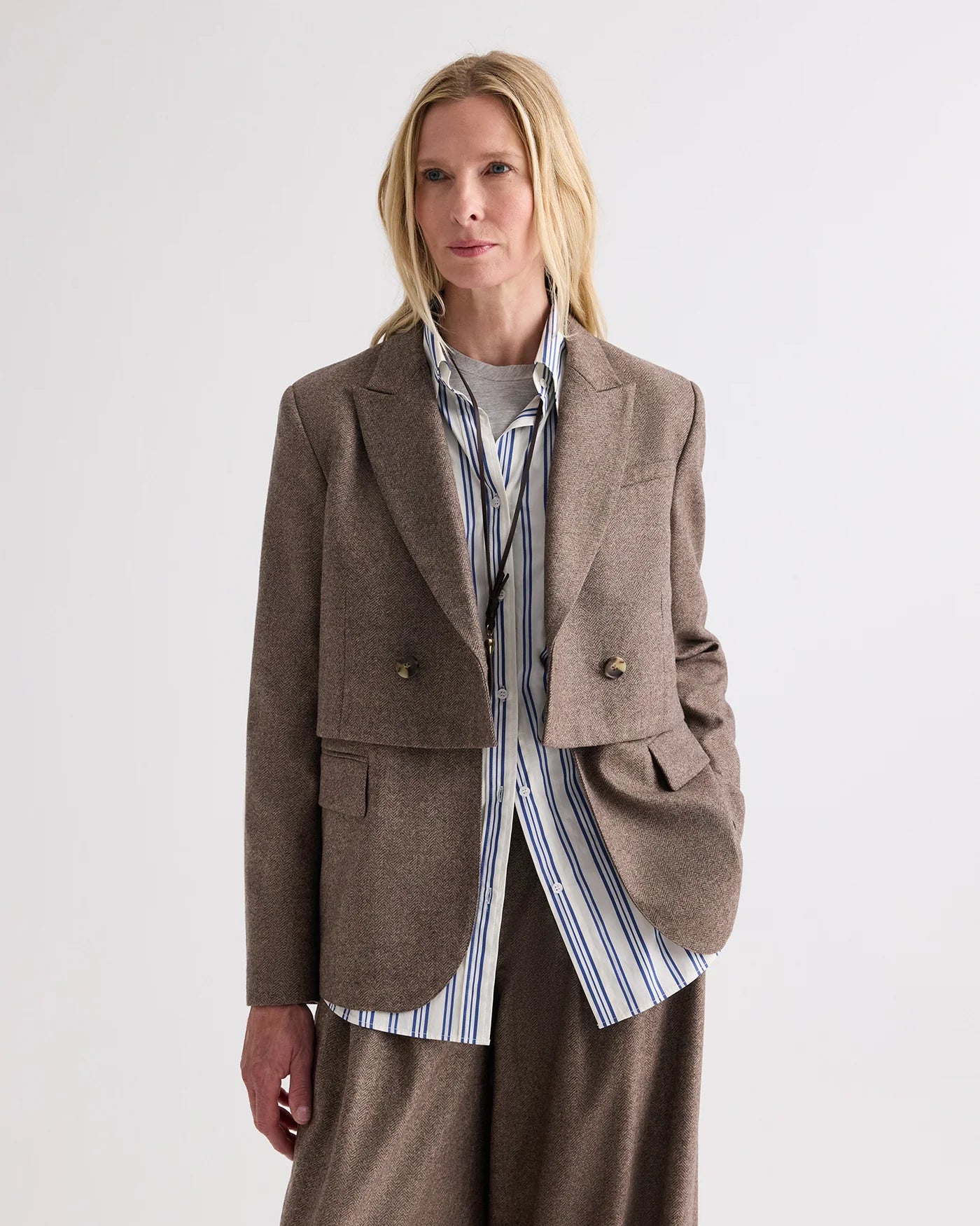 TWO FACED BLAZER IN FANCY WOOL FLANNEL