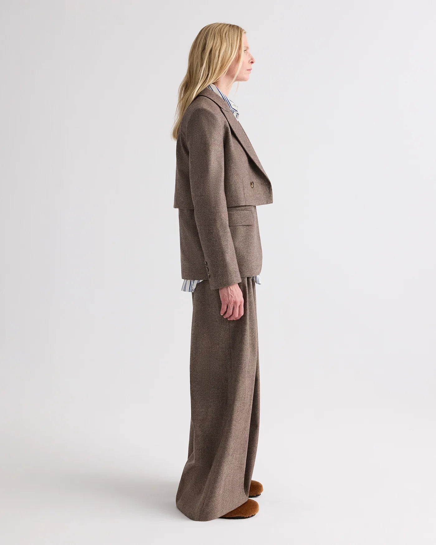 TWO FACED BLAZER IN FANCY WOOL FLANNEL