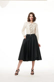IVORY JEWELED LARGE BOW TAFFETA TOP