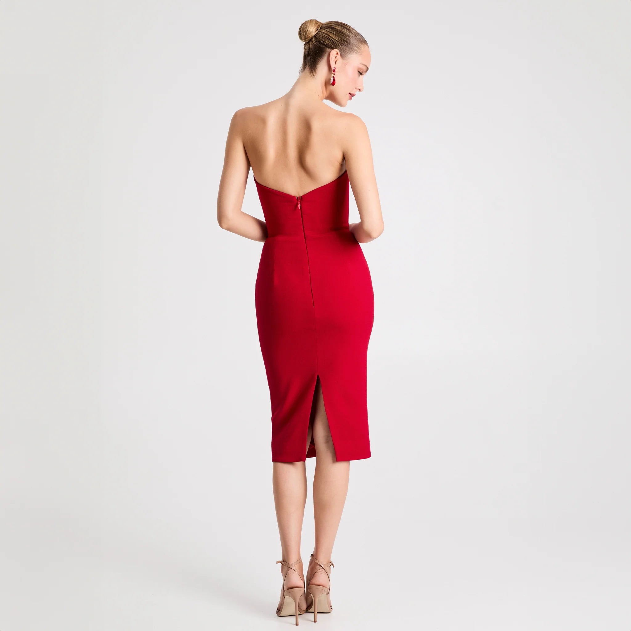 CELIA SCOOP NECK POINTED BUST MIDI DRESS