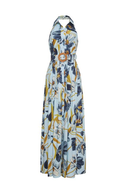 QUENTIN DRESS IN MARAIS BLOOM BLUE