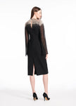 CREPE DRESS WITH CHIFFON SLEEVES AND NIGHT SKY BEADING
