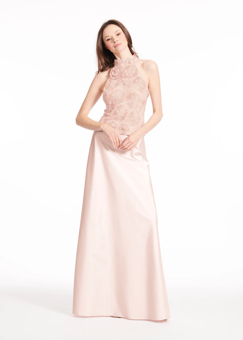 PEARL FLOWER MOCK NECK TOP