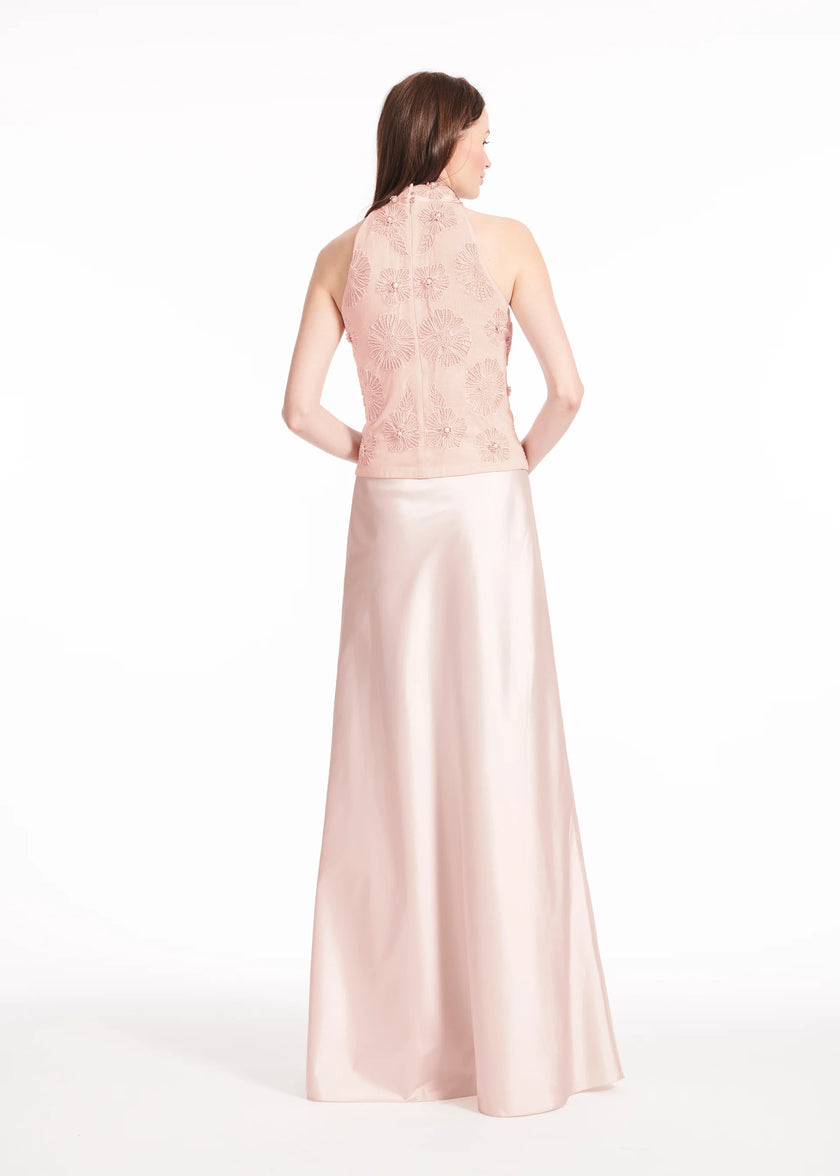 PEARL FLOWER MOCK NECK TOP