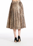 ANIMAL PRINT METALLIC JACQUARD TEA LENGTH SKIRT