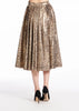 ANIMAL PRINT METALLIC JACQUARD TEA LENGTH SKIRT