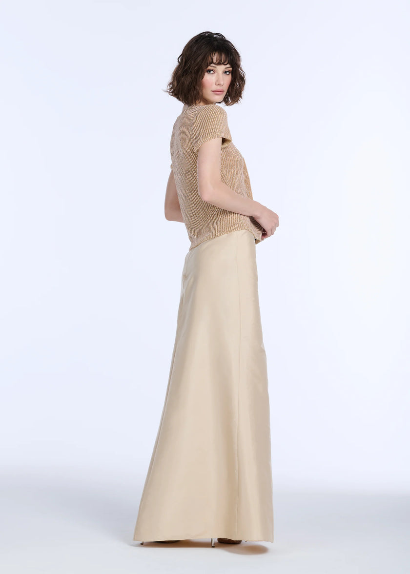 SOFT TAFFETA FAUX WRAP SKIRT