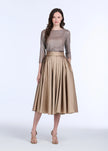 STRETCH SEQUIN THREE QUARTER SLEEVE BALLET NECK TOP