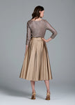 STRETCH SEQUIN THREE QUARTER SLEEVE BALLET NECK TOP