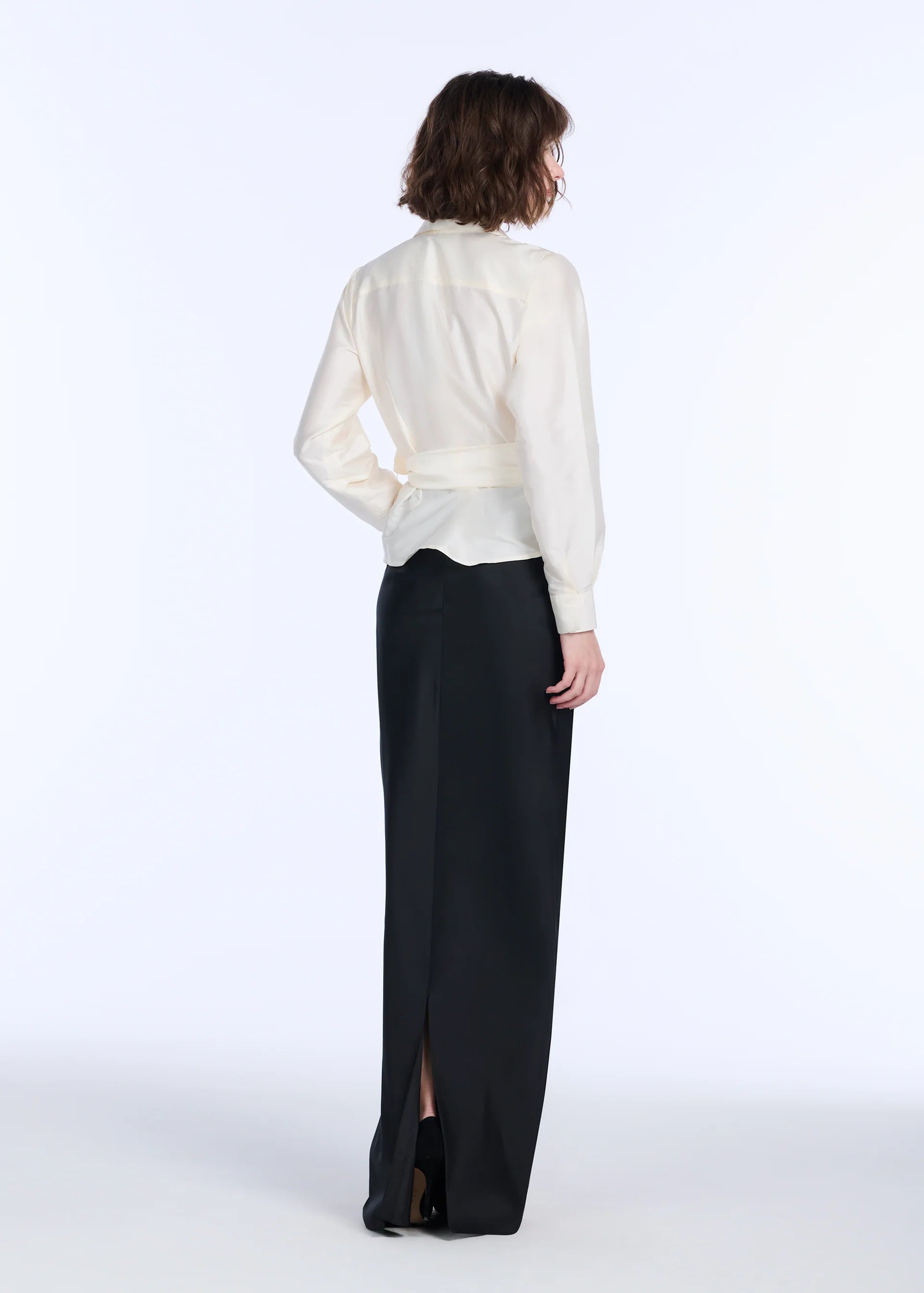 TAFFETA BLOUSE WITH CRYSTAL PEONY