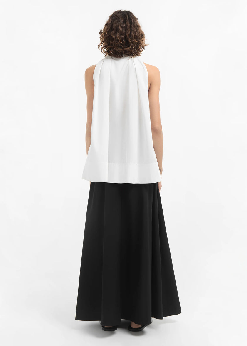 GATHERED TUNIC SHIRT IN COTTON SATEEN