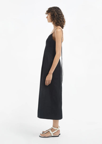 BUSTIER MIDI DRESS IN COTTON SATEEN