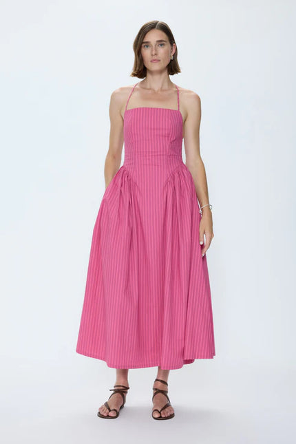 SADEE OPEN BACK DRESS IN MAGENTA STRIPE