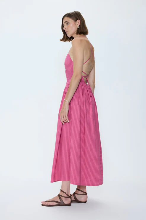 SADEE OPEN BACK DRESS IN MAGENTA STRIPE