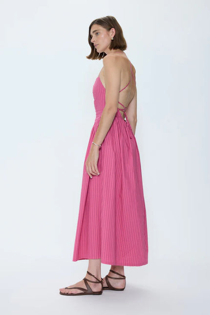 SADEE OPEN BACK DRESS IN MAGENTA STRIPE