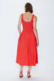 ALESSIA SMOCKED DROP WAIST DRESS MARASCHINO