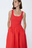 ALESSIA SMOCKED DROP WAIST DRESS MARASCHINO