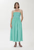 BIANCA SHIRRED BODICE DRESS IN GREEN BLUE STRIPE