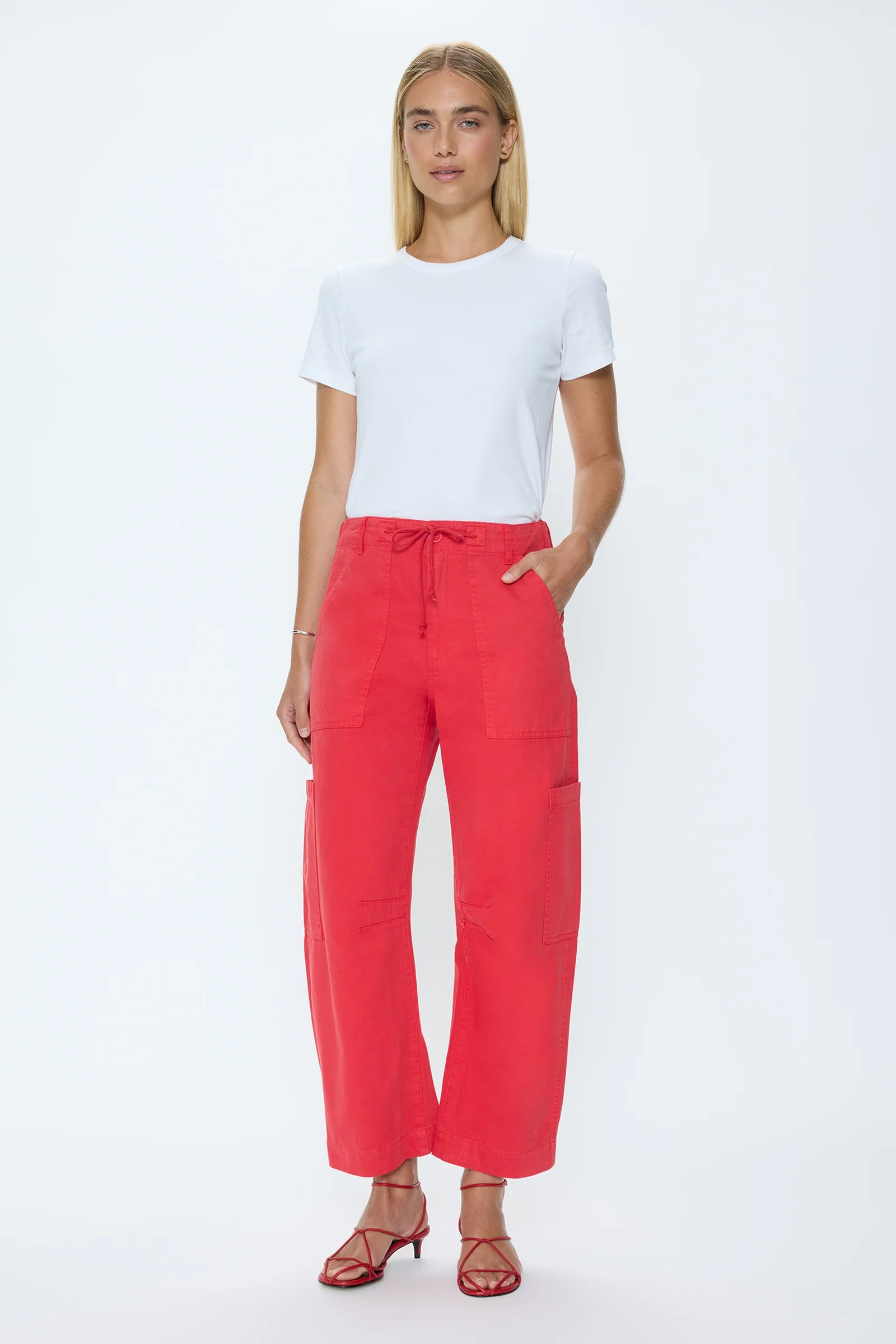 SABRINA CURVED UTILITY PANT IN MARASCHINO