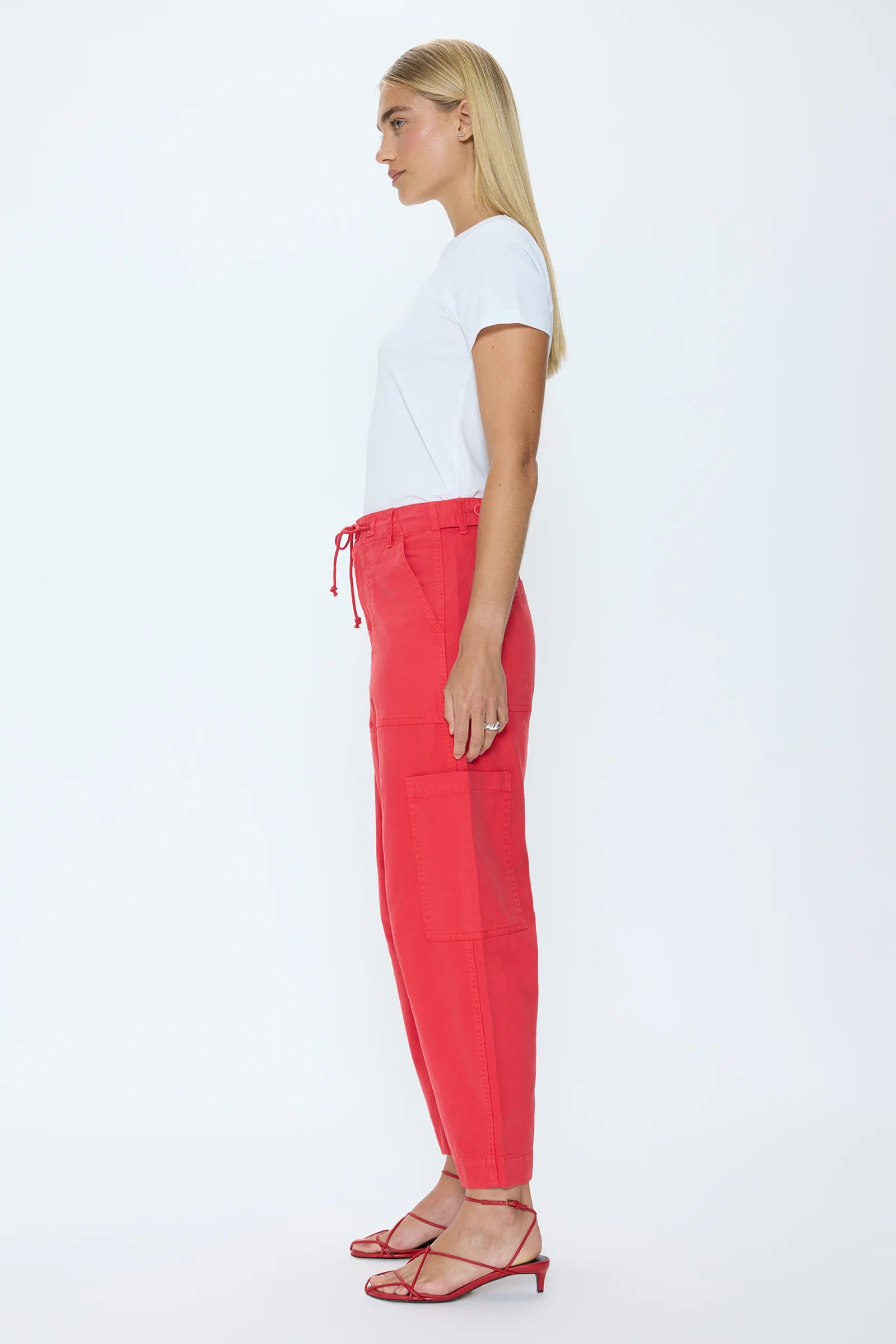 SABRINA CURVED UTILITY PANT IN MARASCHINO