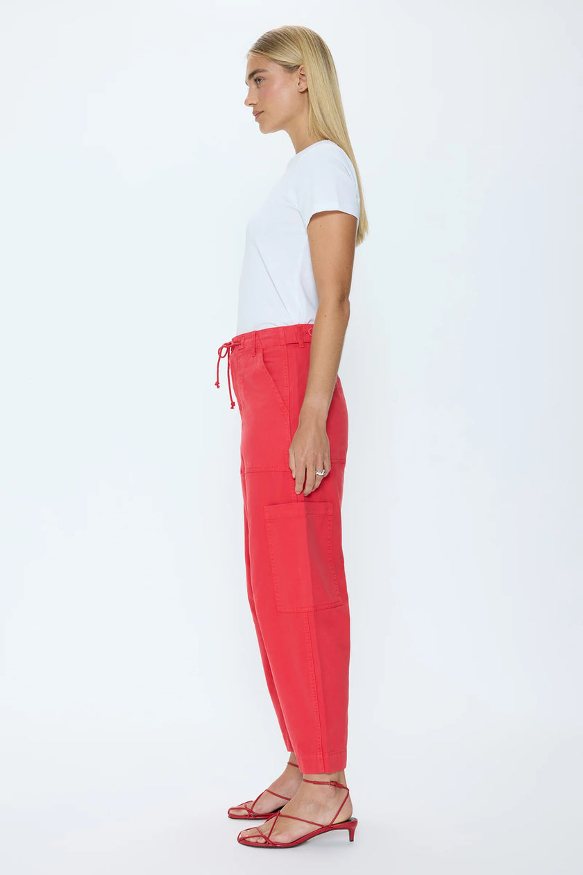 SABRINA CURVED UTILITY PANT IN MARASCHINO