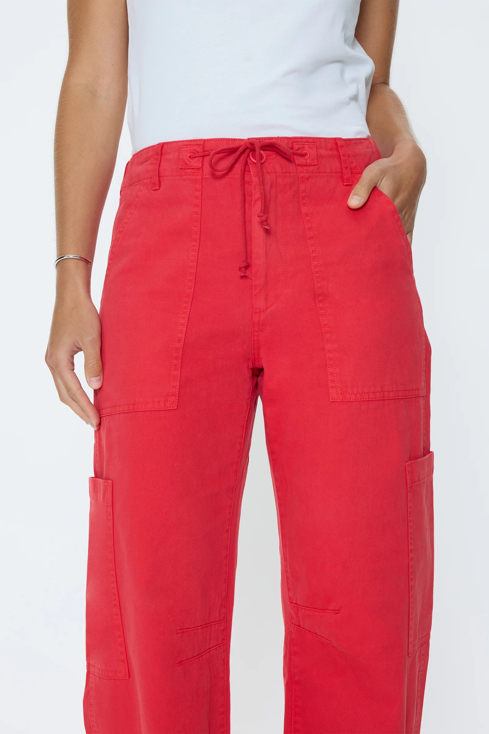 SABRINA CURVED UTILITY PANT IN MARASCHINO