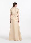 DRAPED TAFFETA BLOUSE WITH CRYSTAL NECKLACE