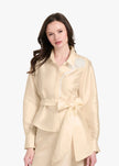 TAFFETA BLOUSE WITH CRYSTAL PEONY