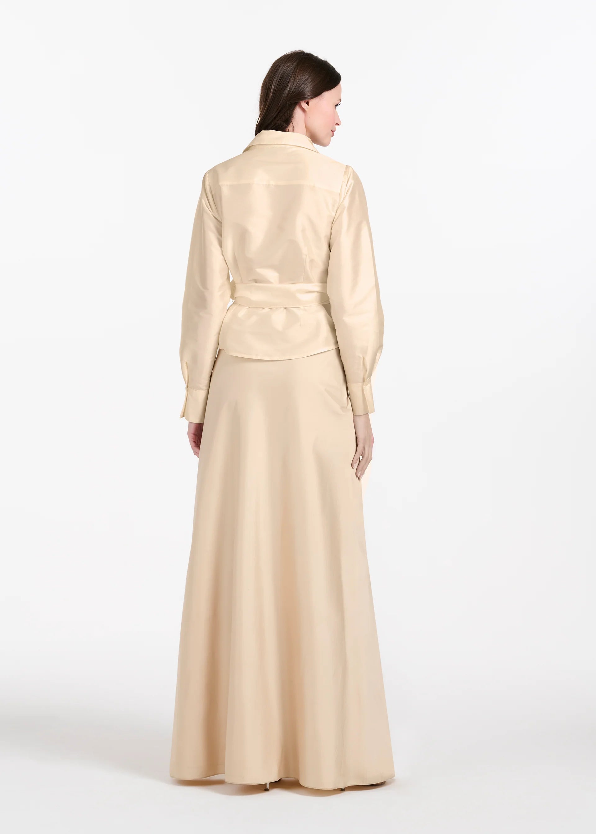 TAFFETA BLOUSE WITH CRYSTAL PEONY