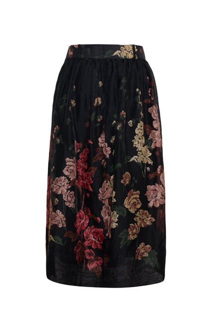 ALBA MIDI SKIRT IN MEADOWS BLACK