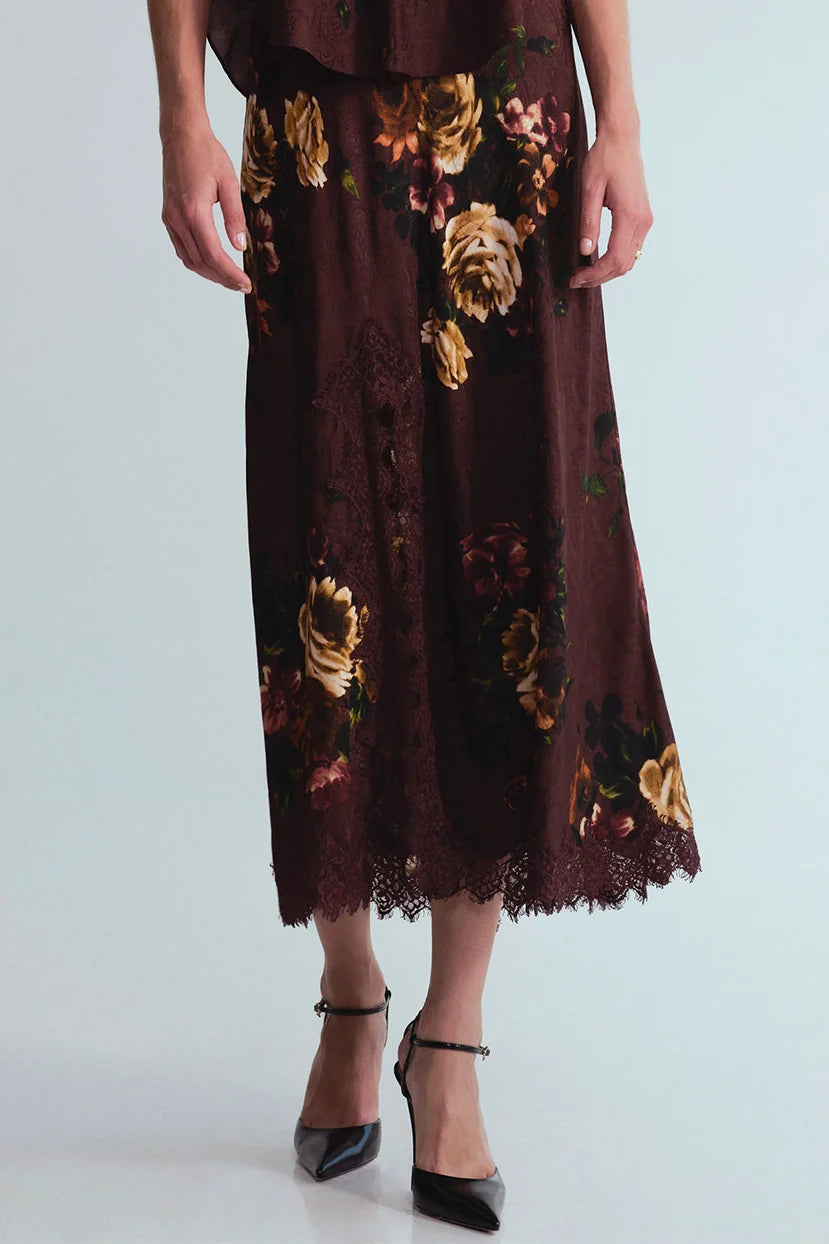 LOU SKIRT IN ARIANA FLORA MERLOT